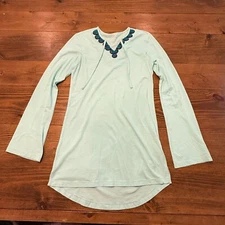 Coolibar Tunic Top Shirt Womens XS UPF 50+ Cover Up Blue Beaded Resort Sun