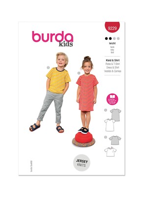 BURDA 9229 KLEID & SHIRT KINDER Schnittmuster Alter 4 - 11 Jahre Fähigkeit: EINFACH