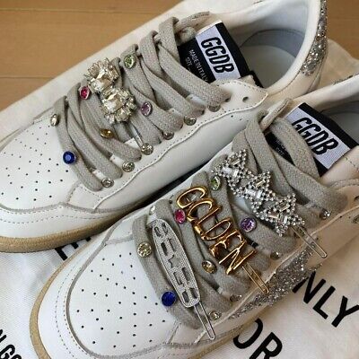 GOLDEN GOOSE GGDB BALLSTAR White Leather Silver Glitter EU GOLDEN GOOSE GGDB BALLSTAR White Leather Silver Glitter EU