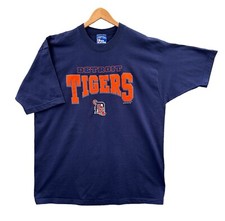 VINTAGE 1996 Detroit Tigers Blue T-Shirt Flocked Size XXL 2XL Made In USA