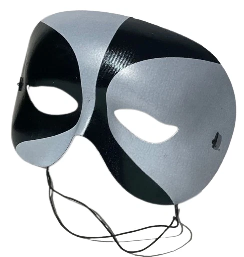 ЧЕРНАЯ БЕЛАЯ ПОЛУМАСКА ВУДУ для лица глаз взрослых Mardi Gras Mime клоун шут домино  - Изображение 3 из 4