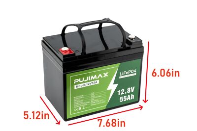 55Ah 12V LiFePO4 Lithium Cycles Battery BMS for RV Off-grid Solar Trolling Motor