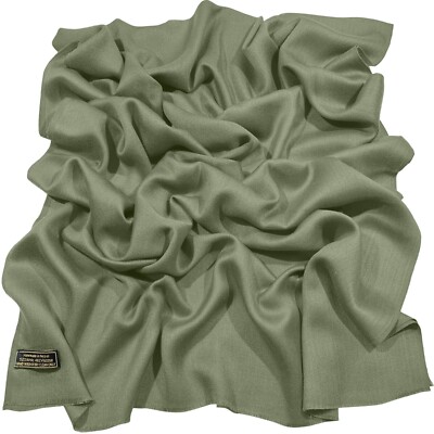 Laurel Green Solid Color Design Nepalese Fringe Shawl Scarf Pashmina CJ Apparel