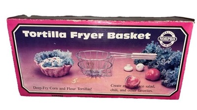 Norpro Tortilla Fryer Basket 2-Piece Set Taco Salad Shell Fryer Vintage NEW