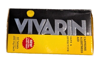 Vivarin (60 Ct) Caffeine Pills, 200mg Per Dose Mental Energy Support EXP 9/2026+