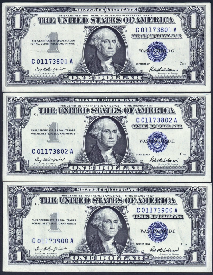 USPC FR 1619 BEP 100 PACK 1957 $1 SILVER CERTS UNC & SEQUENTIALLY #'D ((SCARCE)) - Image 3 of 4