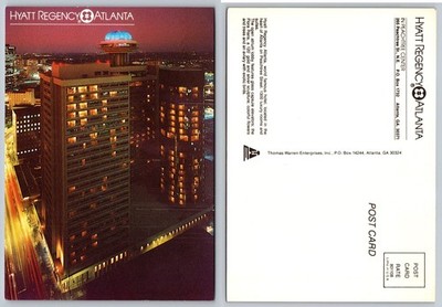 Hyatt Regency Atlanta Postcard Night View Peachtree Street Polaris Dome GA