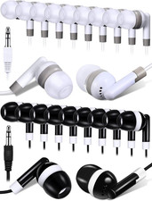 100-Pack Bulk Earbuds for Classroom  Library Black  White 