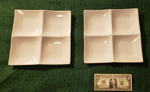 Oneida 1880 Buffalo Bright White Ware Square 4 Compartment Plates.2in all. 9-7/8