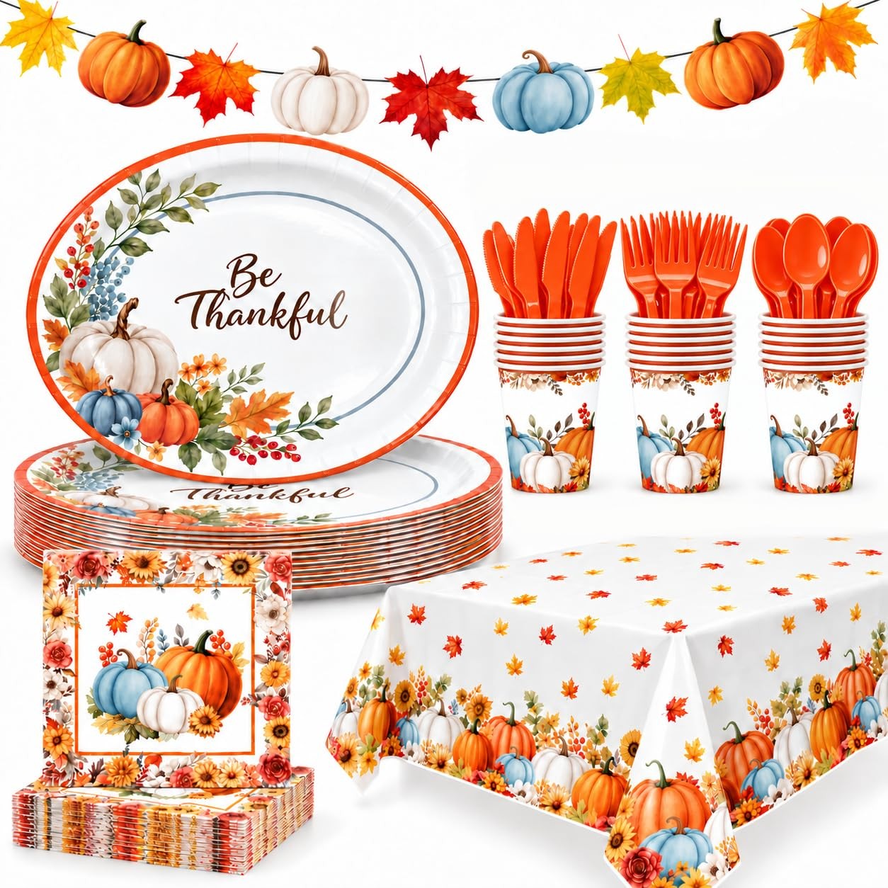 152pcs Thanksgiving Party Supplies Disposable Paper Plates And Napkins