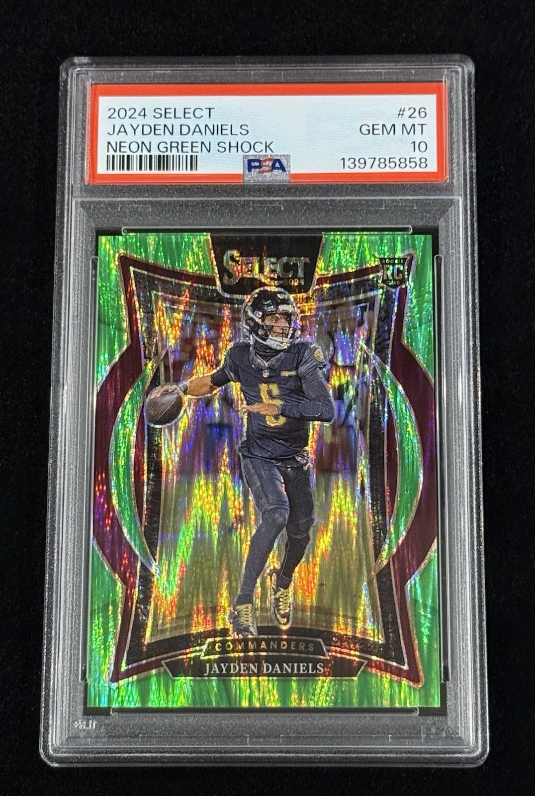Jayden Daniels 2024 Select Neon Green Shock Prizm #’d/599 Rookie PSA 10 GEM MINT