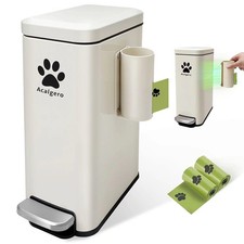 Dog Poop Trash Can Outside with Magnetic Bag Dispenser-Metal Dog Waste Contai...