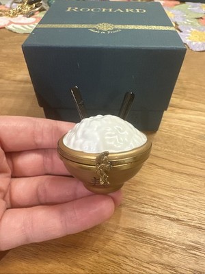 Rochard Limoges Peint Main Trinket Box Rice Bowl With Chopsticks