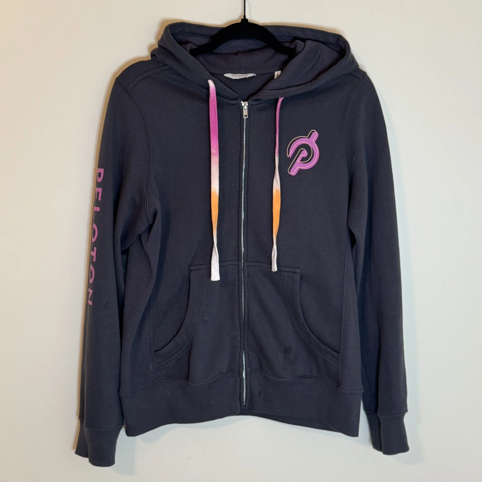 PELOTON Ultimate Full Zip Fleece Hoodie Women's Size M Dark Gray Logo