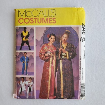 McCalls Costumes UNCUT pattern 2940 Mens Misses sz S-M Ninja Karate Robe Kimono