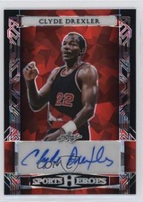 2024 Leaf Metal Sports Heroes Red Crystals 3/6 Clyde Drexler Auto HOF 3hd