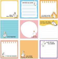 Funny Sticky Notes Gifts - 9 Pack Funny Goose Notepads 3X3 Inch, Silly Work Gag