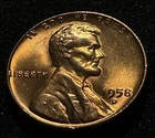 1958-D RD 1c Lincoln Wheat Cent BU Uncirculated Bronze Light Toning #072825-4
