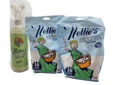 Nellie's 2 pack 1.6 lb 50 Load Laundry Soda Wrinkle-B-Gone 16 oz - NEW 3 PC