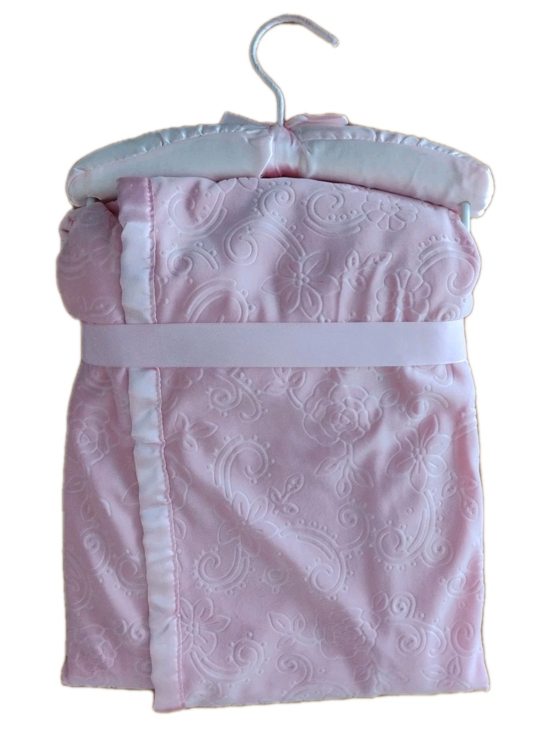 Stephan Baby Pink Embossed Flower Blanket Soft Fleece Security Lovey 30 x40" NEW