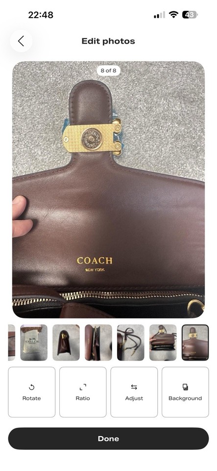 Coach Brown Leather & Signature Canvas Logo Crossbody Bag Strap Dust ...