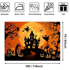Moon Night Halloween Backdrop - Scary Pumpkin  Witch Design