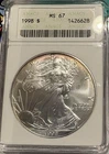 1998 American Eagle $1 Silver - Certifed ANACS MS67 - No Reserve Rim Toning