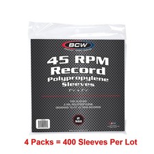 400 BCW 45 RPM Record Archival Safe Poly Sleeves 7 3/8 X 7 5/8 cover protector