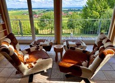 Fauteuil Lounge En V En Cuir De Vache Rotatif De Qualité Stable