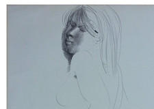 EMILIO GRECO, "Ragazza" disegno su carta, 1973 firmato basso a destra cm 70x50