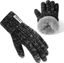 Women  s Winter Gloves   Fleece Lined Warm Knit Touchscreen Gloves