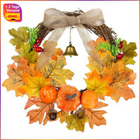 Herbstkranz 30Cm KüRbisse AhornbläTter Rote FrüChte Tannenzapfen Dekoration