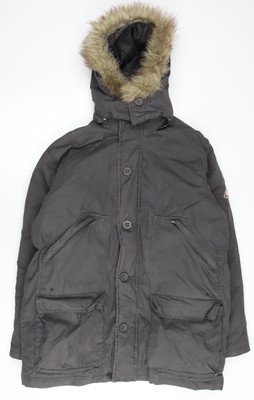 Fat Face Herren Parka Mantel schwarz mit Kapuze - M
