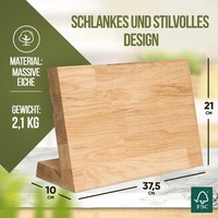 Lungano Messerblock Magnetisch Xxl - Messerhalter Aus Eiche - Messerbrett