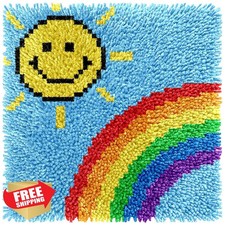 Manzapu Latch Hook Rug Kit Adults Beginners 30cm Home Decor