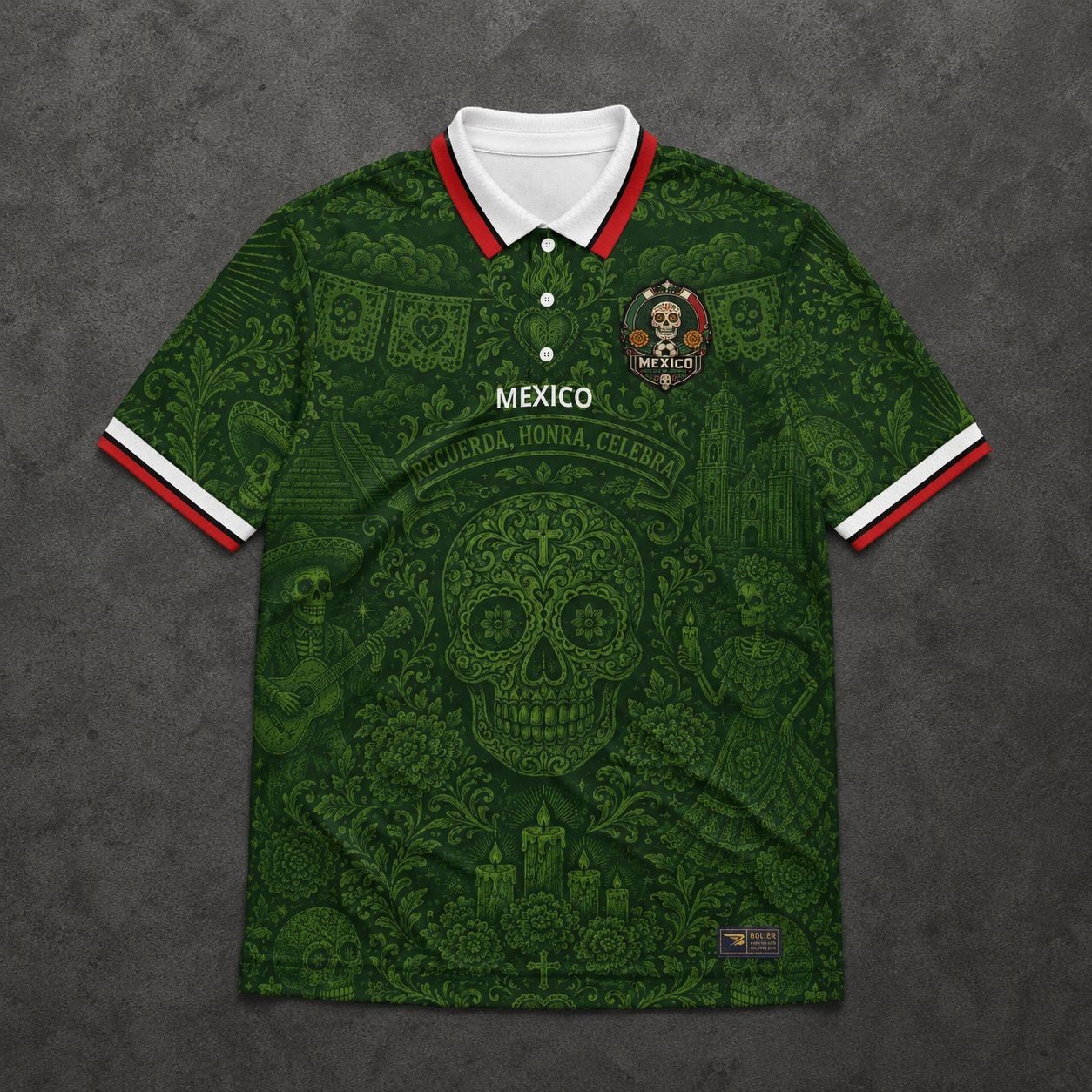 Mexico Inspired  Soccer Jersey dia de los muertos Football Shirt BOLIERI design