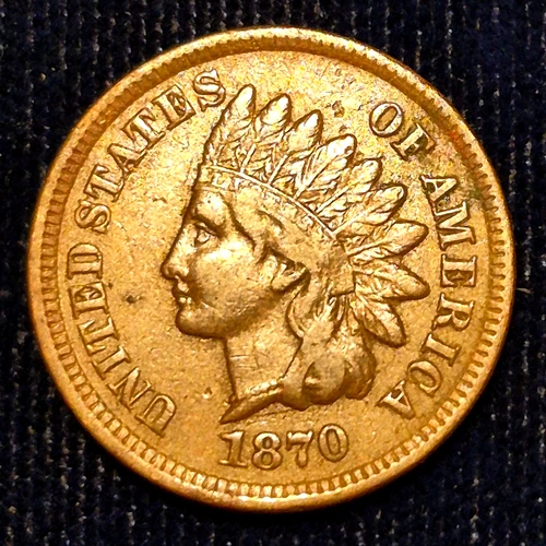 1870 Indian Head Cent Strong XF-AU Features Scarce Key Date PCGS Estimate   6000