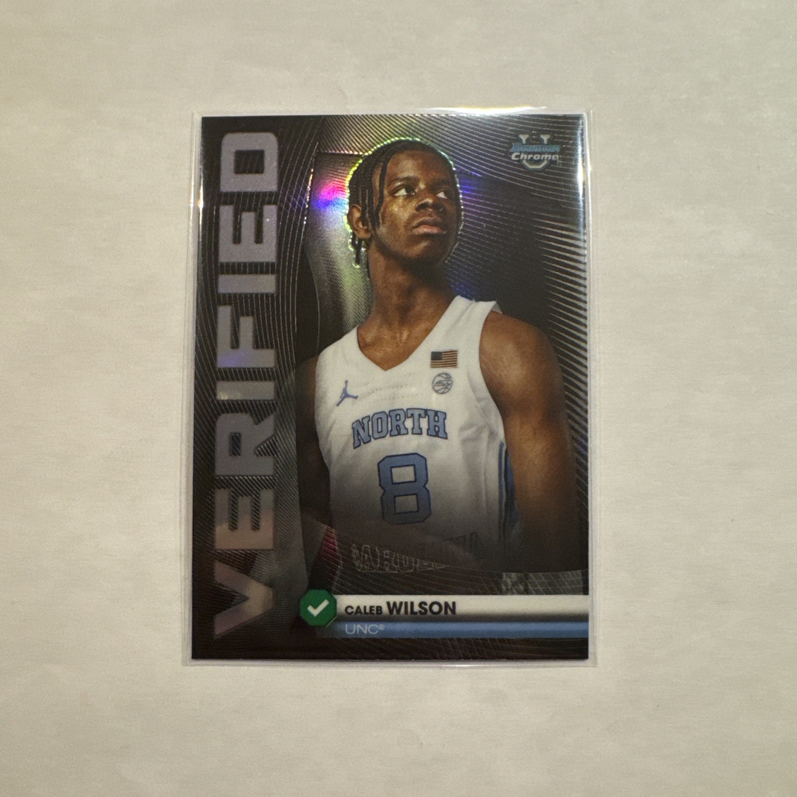Caleb Wilson 2025-26 Bowman Chrome Verified BV-9 Refractor Tar Heels
