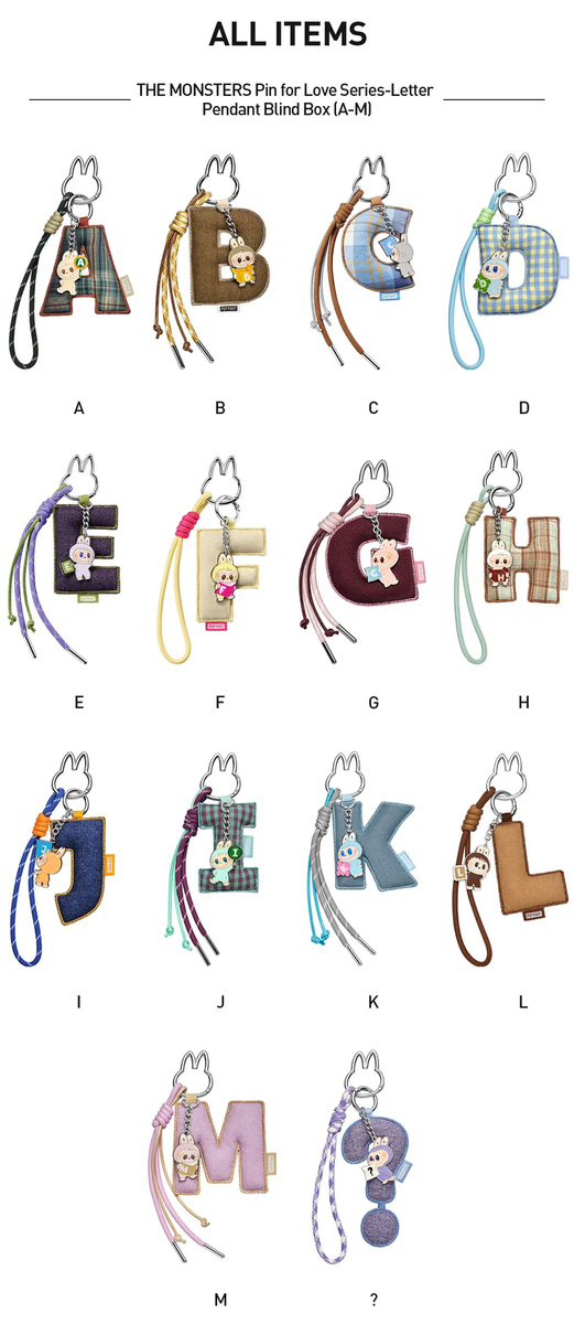 Authentic Hot The Monsters Pin For Love Series- Letter Pendant