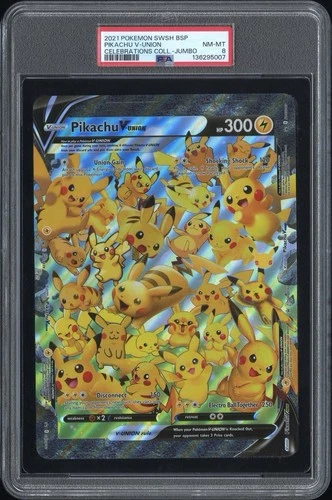 2021 POKEMON SWSH PROMO CELEBRATIONS COLLECTION-TAG JUMBO PIKACHU V-UNION PSA 8