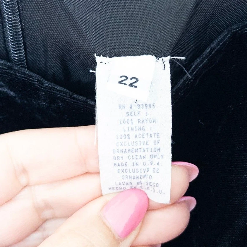 Vestido de terciopelo para mujer talla 22 negro midi cóctel noche fiesta vacaciones retro chic Foto 4 de 4