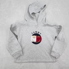 Tommy Hilfiger Girls Heather Grey Smiley Face Peace Logo Pullover Hoodie Size 6