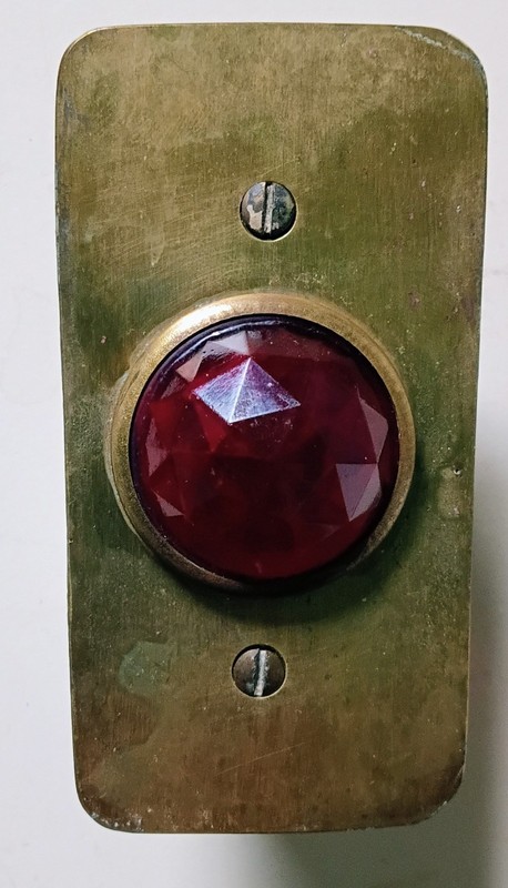 A 110-Volt Faceted 1-1/2" Red Glass Jewel Indicator Light and Extra Jewel. Look: