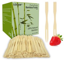 500 Pieces Bamboo Appetizer Forks & Toothpicks | 3.5-Inch Mini Bamboo Forks f...