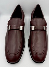 Salvatore Ferragamo Men  s Burgundy Leather Loafers Dress Shoes US Size 9 D Italy