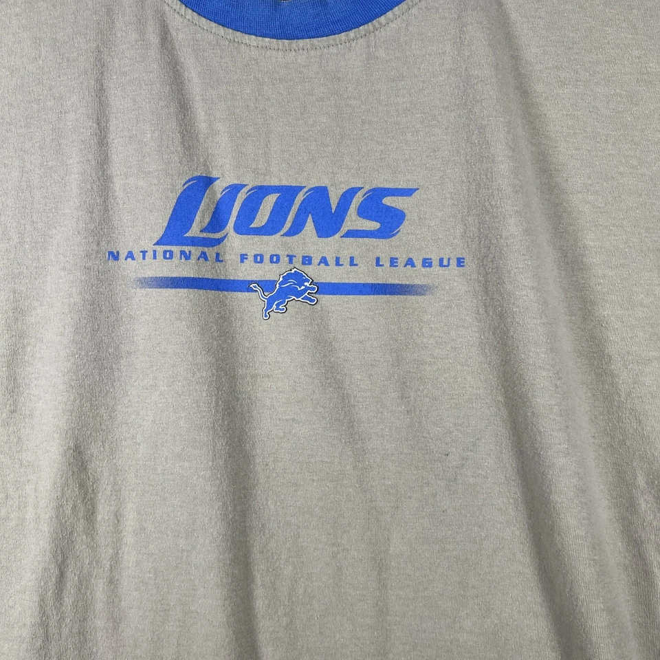 Detroit Lions NFL Team Apparel T-shirt Gray, Hawaiian Blue Trim Men's M Vintage - Image 2 of 4