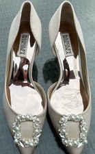 Badgley Mischka Fabia Embellished Kitten Heel Pump Ivory Sz 7 235