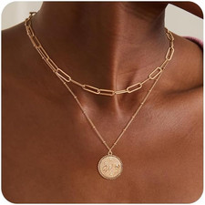 Gold Initial Necklaces for Women Trendy 14K Gold Plated Letter A- Z Pendant Neck