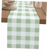 Checkered Table Runners 120 Inches Long Dress Scarves, 13" x 120" Sage Green