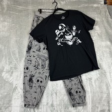 The Nightmare Before Christmas Lounge Pajama Set XL Black Gray Jack Skellington